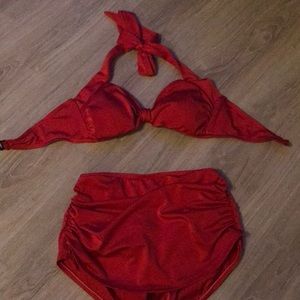 High waist red bikini